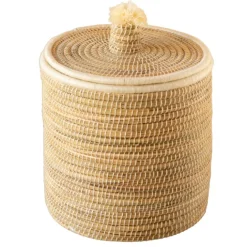 Panier à linge en fibres végétales et laine