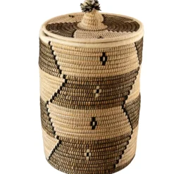 Panier à linge motifs ethniques en fibres naturelles