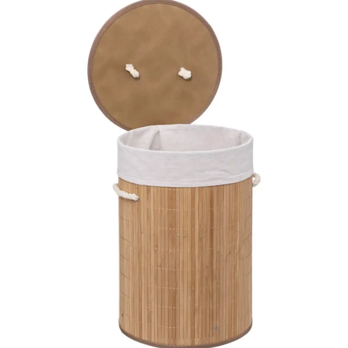 Panier à linge rond en bambou 48L
