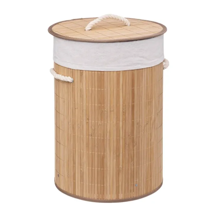 Panier à linge rond en bambou 48L