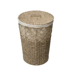 Panier à linge rond en roseau