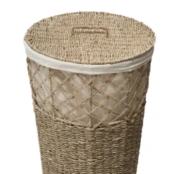 Panier à linge rond en roseau