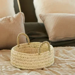 Panier plateau rond osier avec anses