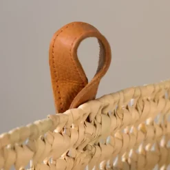 Panier à suspendre demi cercle anse cuir
