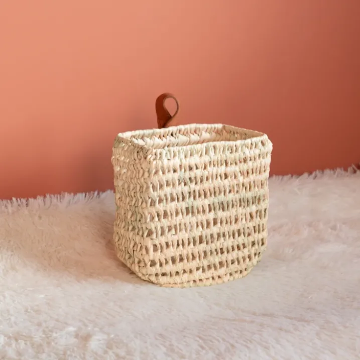 Panier à suspendre demi cercle anse cuir