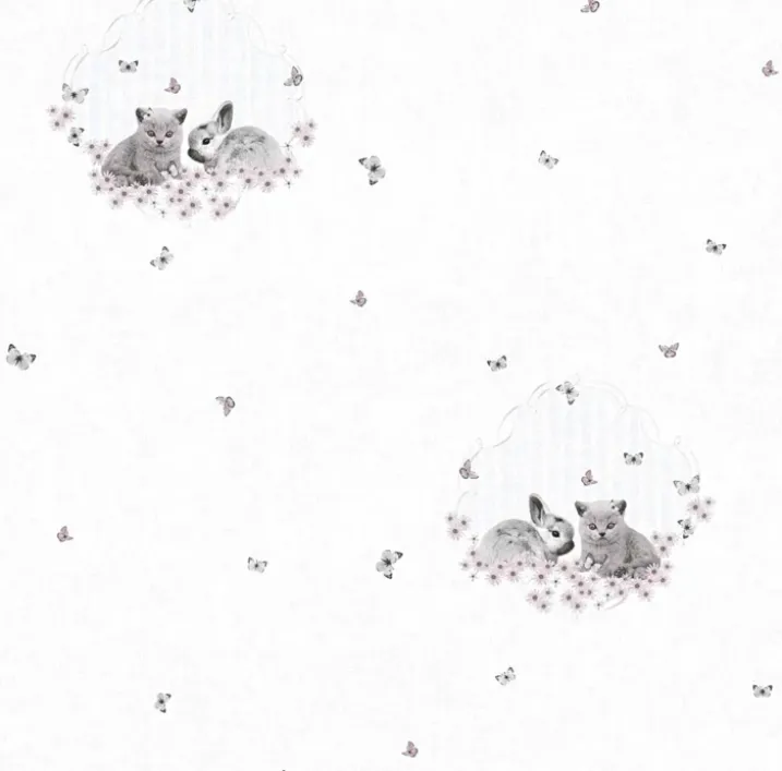 Papier Peint "Lapin et Chaton"