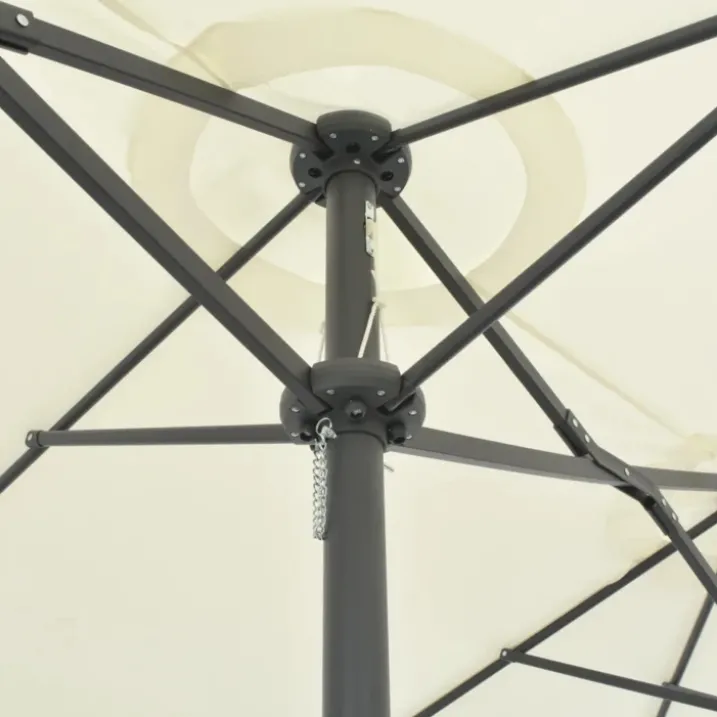 Parasol d'extérieur double toit et poteau en aluminium