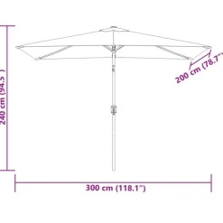 Parasol d'extérieur rectangulaire inclinable