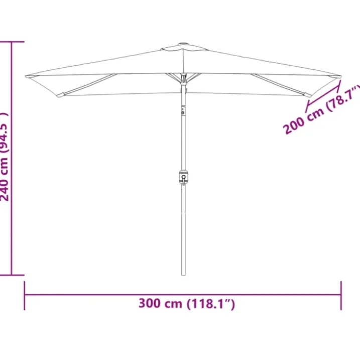 Parasol d'extérieur rectangulaire inclinable