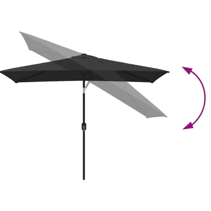 Parasol d'extérieur rectangulaire inclinable