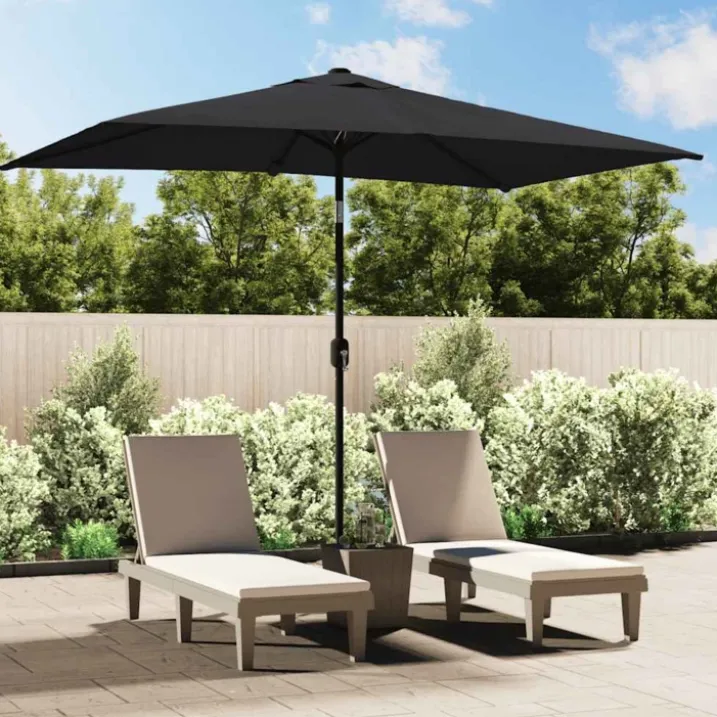 Parasol d'extérieur rectangulaire inclinable