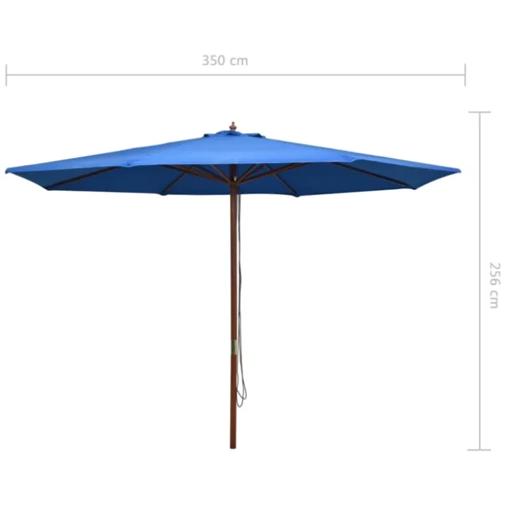 Parasol droit avec mât en bois Ø 350 cm