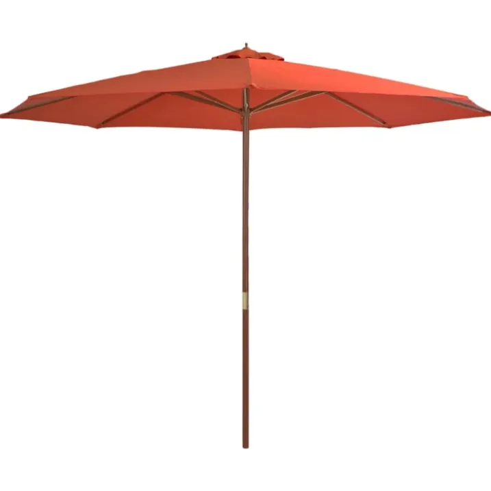 Parasol droit avec mât en bois Ø 350 cm