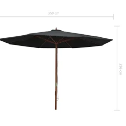 Parasol droit avec mât en bois Ø 350 cm