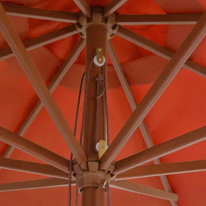 Parasol droit avec mât en bois Ø 350 cm