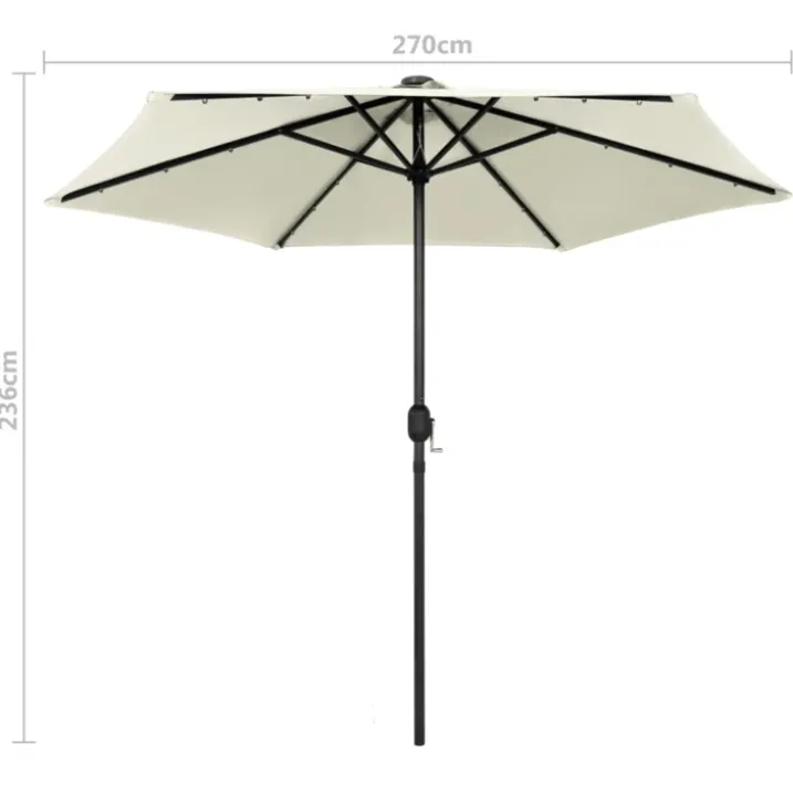 Parasol droit Ø 270 cm avec LED