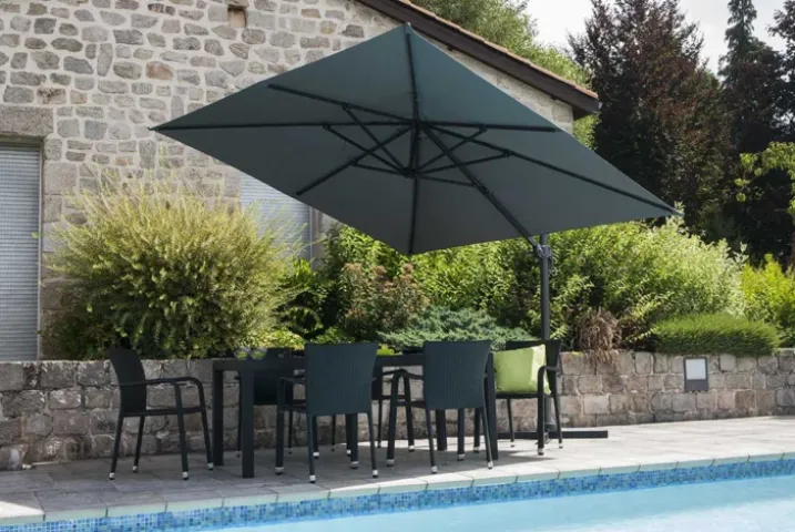 Parasol en Aluminium à Pied Déporté de 3 x 3 m