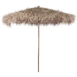 Parasol en bambou avec toit en feuilles de bananier