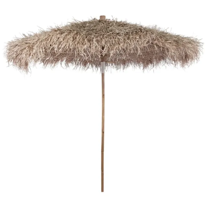 Parasol en bambou avec toit en feuilles de bananier