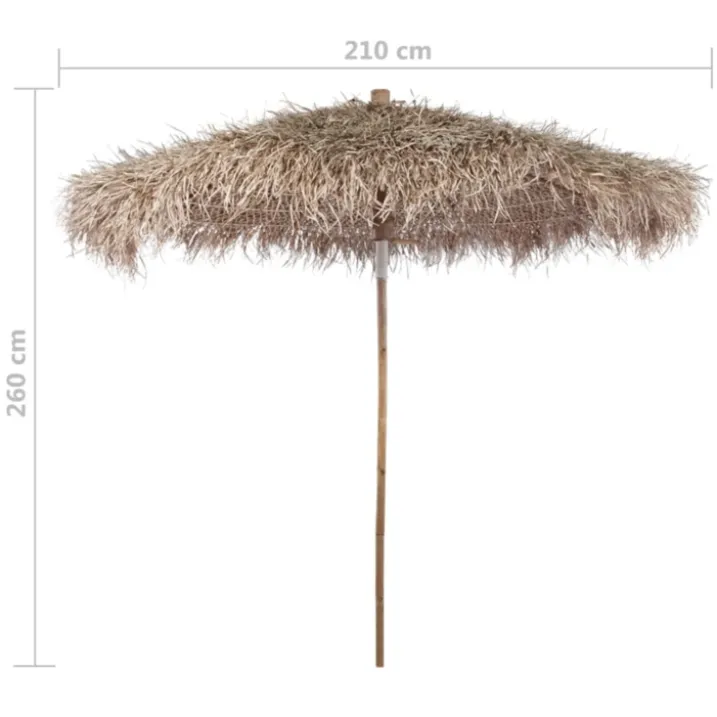 Parasol en bambou avec toit en feuilles de bananier