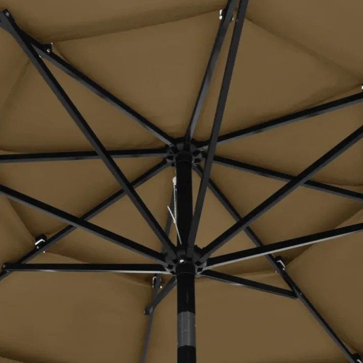 Parasol à 3 niveaux avec mât en aluminium 3 mètres