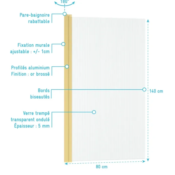 Pare baignoire en verre ondulé