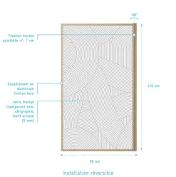 Pare-baignoire Japandi en verre sérigraphié motif arrondi