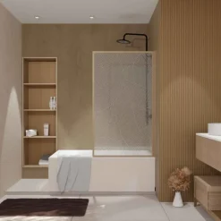 Pare-baignoire Japandi en verre sérigraphié motif arrondi