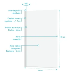 Pare baignoire rabattable