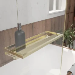 Pare-baignoire rabattable en verre trempé étagère et porte-serviette