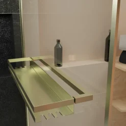 Pare-baignoire rabattable en verre trempé étagère et porte-serviette