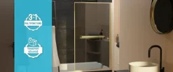 Pare-baignoire rabattable en verre trempé étagère et porte-serviette