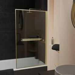 Pare-baignoire rabattable en verre trempé étagère et porte-serviette