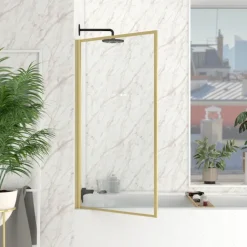Pare-baignoire rabattable en verre trempé encadrement aluminium