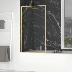 Pare-baignoire rabattable en verre trempé encadrement aluminium