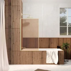 Pare-baignoire rabattable en verre trempé encadrement aluminium