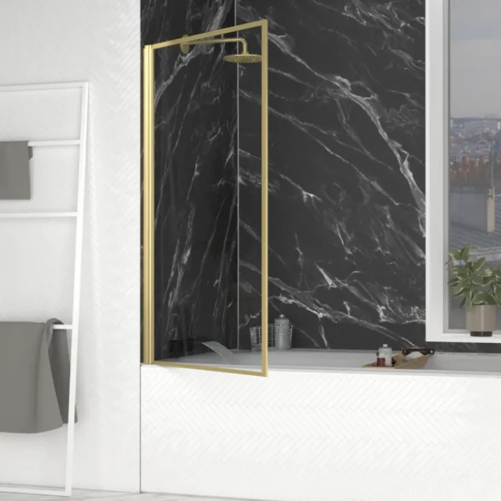 Pare-baignoire rabattable en verre trempé encadrement aluminium