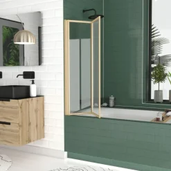 Pare-baignoire rabattable à 2 volets.