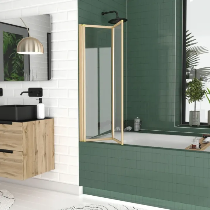 Pare-baignoire rabattable à 2 volets.