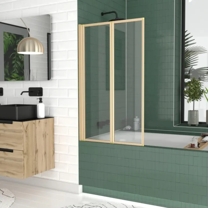 Pare-baignoire rabattable à 2 volets.