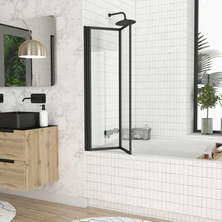 Pare-baignoire rabattable à 2 volets.