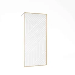 Paroi de douche en verre sérigraphié style Japandi motif géométrique
