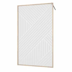Paroi de douche en verre sérigraphié style Japandi motif géométrique