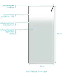 Paroi de douche en verre trempé effet brume