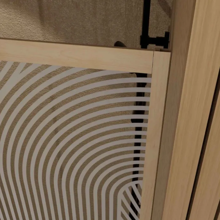 Paroi de douche Japandi en verre sérigraphié motif arrondi