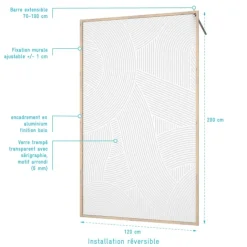 Paroi de douche Japandi en verre sérigraphié motif arrondi