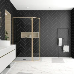 Paroi de douche à l’italienne avec volet pivotant en verre trempé 5 mm