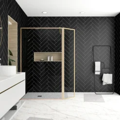 Paroi de douche à l’italienne avec volet pivotant en verre trempé 5 mm