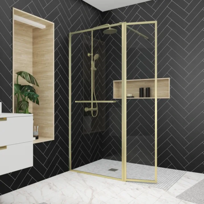 Paroi de douche à l’italienne 3-en-1 avec volet pivotant