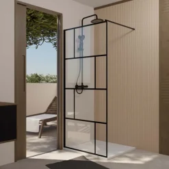 Paroi de douche à l’italienne en verre trempé 8 mm géométriques